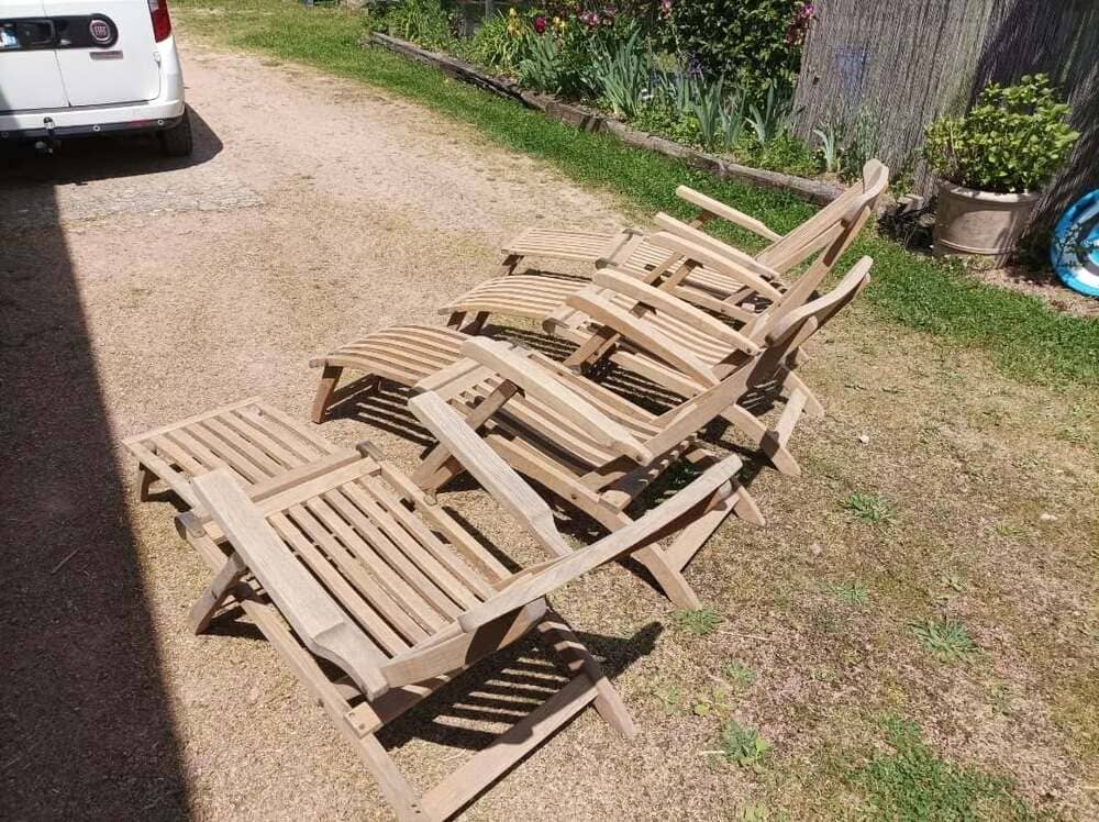 Relooking de chaises longues en teck - Atelier Herlap - 04